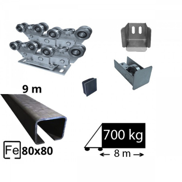 Kit SAP-80x80B-Fe Sistem autoportant cu sina de fier pentru deschidere de 5,5 metri