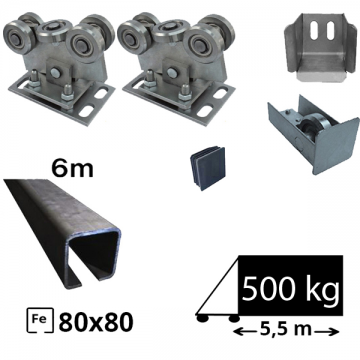 Kit SAP-70x70-Fe Sistem autoportant pentru deschidere de 4,5 metri sina de fier