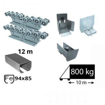 Kit SAP-80x80-Fe-H Sistem autoportant cu sina de fier pentru deschidere de 7 metri