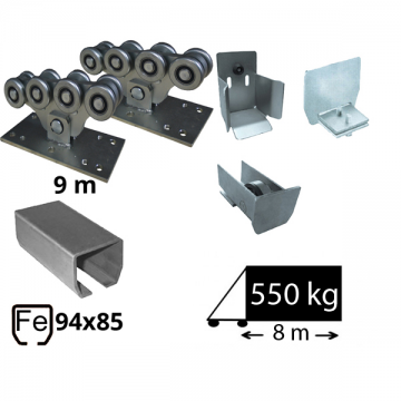 Kit SAP-94x85-Zn Sistem autoportant cu sina zincata pentru deschidere de 6,5 metri