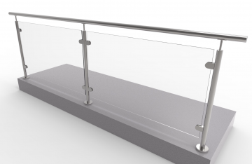 Kit balustrada din inox pentru sticla , inaltime 1000 mm, lungime 2700 mm (sticla nu este inclusa)