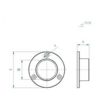 A542 Ancorare laterala inox AISI304 Pentru teava Ø 42,4 mm exterior 65 mm Finisaj Satinat