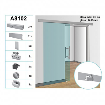 A-D202 Kit usa batanta din inox AISI304 finisaj satinat pentru sticla de 8 mm