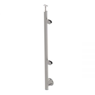 AB100-2D Montan inox AISI304 Prindere pe lateral Grosime sticla 8-10,76 mm Finisaj satinat, clemele pe partea dreapta 